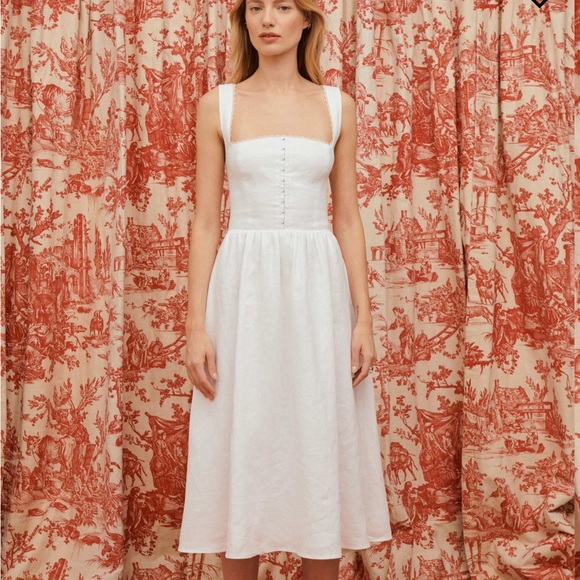 Reformation Tagliatelle Linen Dress in White *NEW* - Picture 2 of 7